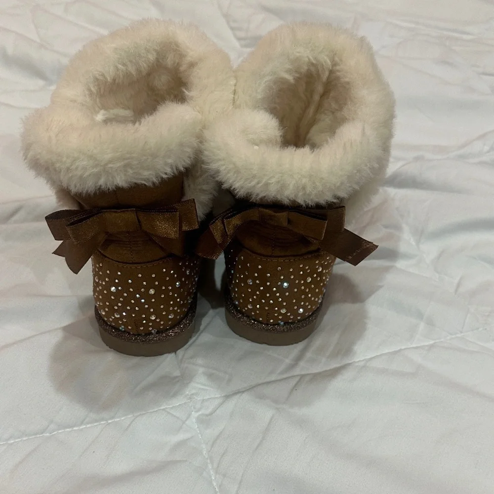 NEW Kids Lucky Brand Tan Suede Fur-Lined Boots size 12M